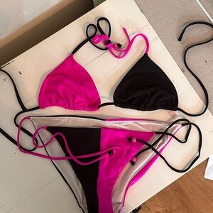 Victoria secret Pink and Black Women's Bikini Set